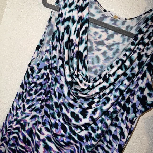 Calvin Klein Sleeveless Cowl Neck Top - Blue, Purple & Black - Picture 4 of 4